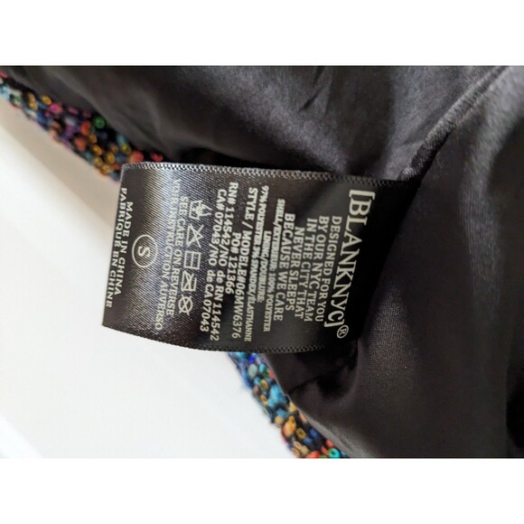 Blank NYC Women Size Small S Multicolor Rainbow Sequin Tweed Blazer Jacket - Picture 7 of 16